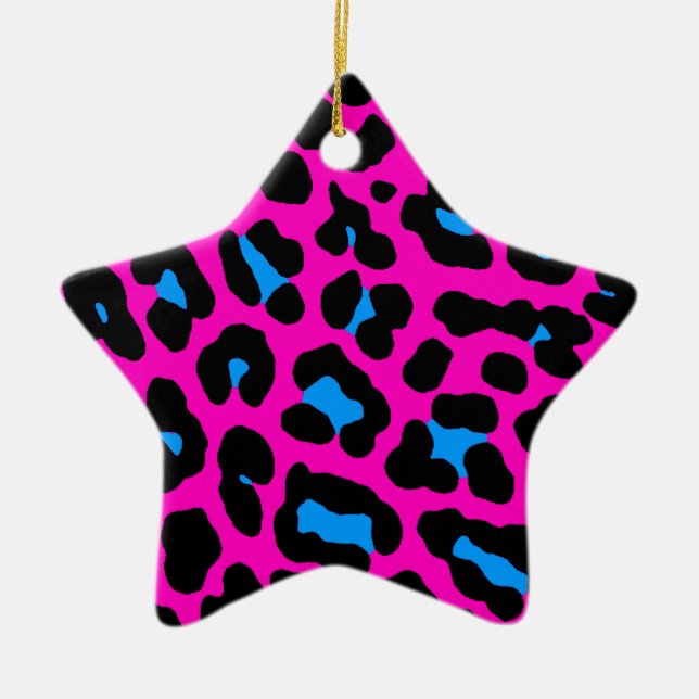 Corey Tiger 80s Retro Leopard Print Star Ornament (Front)