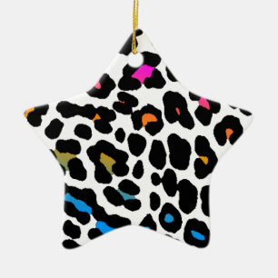 Corey Tiger 80s Retro Leopard Print Star Ornament