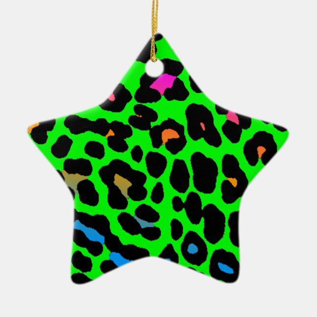 Corey Tiger 80s Retro Leopard Print Star Ornament (Front)