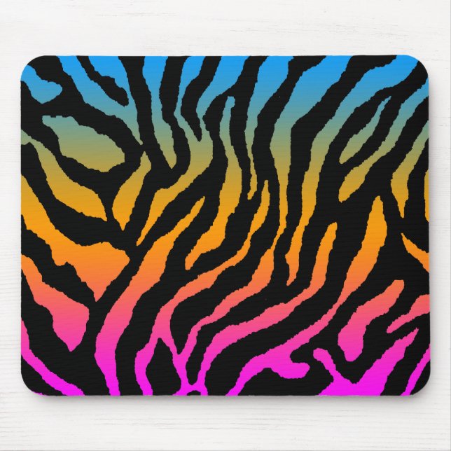 COREY TIGER 80's RETRO MULTICOLOUR BLACK STRIPES Mouse Pad (Front)