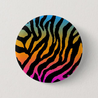 COREY TIGER 80s RETRO MULTICOLOUR TIGER STRIPES 6 Cm Round Badge