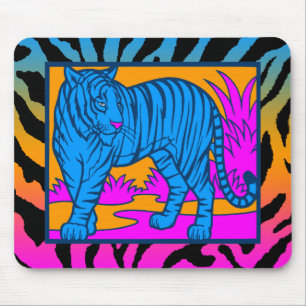 Corey Tiger 80s Retro Neon Jungle Tiger Mousepad