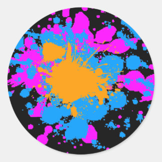 Corey Tiger 80s Retro Paint Splatter (Multicolor) Classic Round Sticker