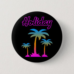 COREY TIGER 80s RETRO PALM TREES HOLIDAY ISLAND 6 Cm Round Badge