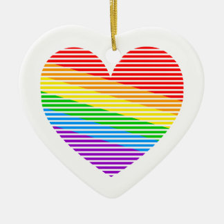 Corey Tiger 80s Retro Rainbow Stripe Heart Ceramic Tree Decoration