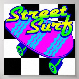Corey Tiger 80s Retro Street Surf Skateboard Poster