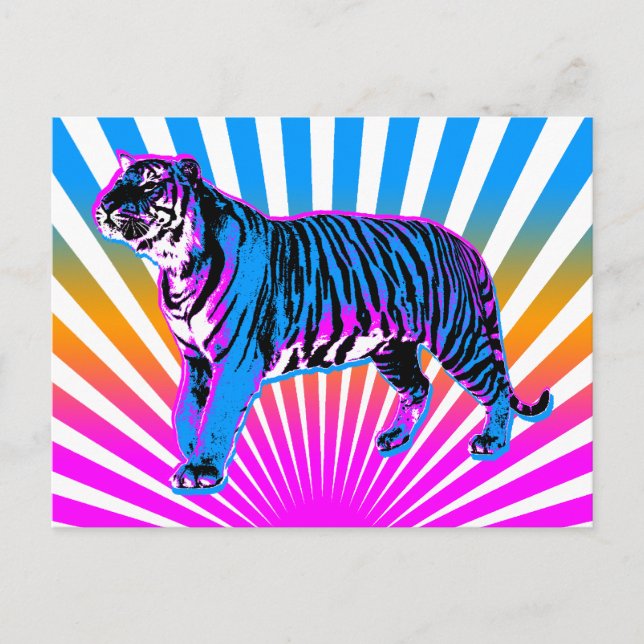 Corey Tiger 80s Retro Tiger Rising Sun Postcard (Front)