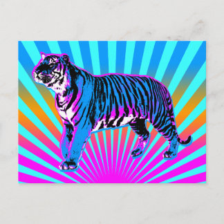 Corey Tiger 80s Retro Tiger Rising Sun Postcard