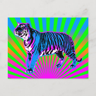 Corey Tiger 80s Retro Tiger Rising Sun Postcard