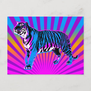 Corey Tiger 80s Retro Tiger Rising Sun Postcard