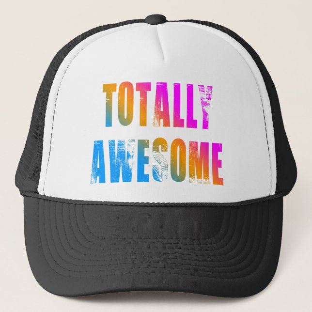 COREY TIGER 80's RETRO TOTALLY AWESOME Trucker Hat (Front)