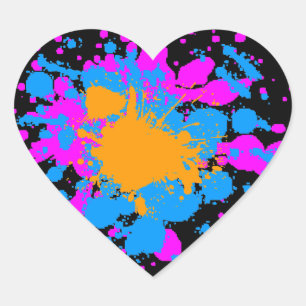 Corey Tiger 80s Splatter Paint Heart Sticker