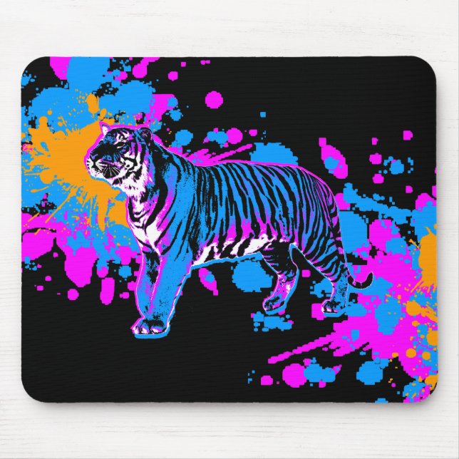 Corey Tiger 80s Tiger Paint Splatter Mousepad (Front)