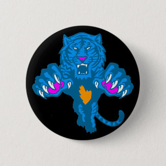Corey Tiger 80s Vintage Fierce Pouncing Tiger 6 Cm Round Badge