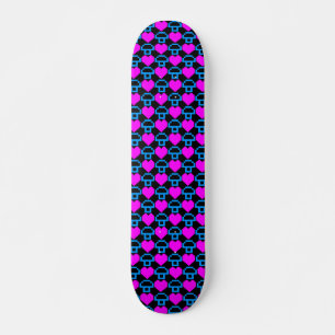 Corey Tiger 80s Vintage Gamer Hearts Mushrooms Skateboard