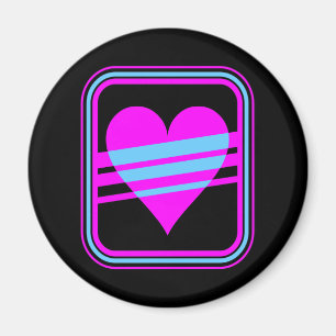Corey Tiger 80s Vintage Heart & Stripes Magnet