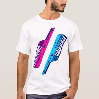 Corey Tiger 80s Vintage Keytar Pink & Blue T-Shirt