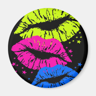 Corey Tiger 80s Vintage Lips & Stars Kisses Magnet