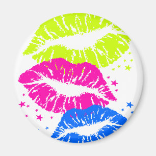 Corey Tiger 80s Vintage Lips & Stars Kisses Magnet