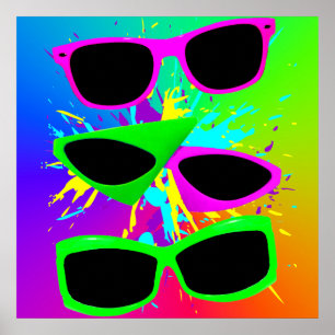 Corey Tiger 80s Vintage Neon Sunglasses Splatter Poster