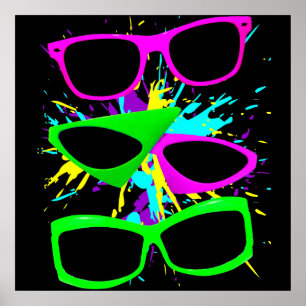 Corey Tiger 80s Vintage Neon Sunglasses Splatter Poster