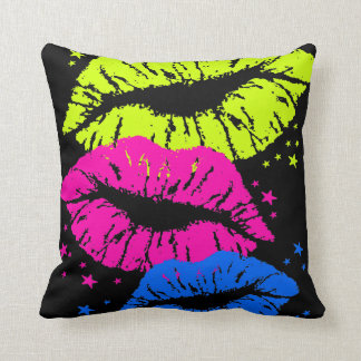 Corey Tiger 80s Vintage Retro Neon Lips Cushion
