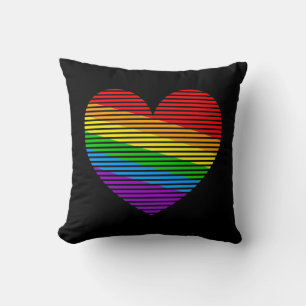 Corey Tiger 80s Vintage Retro Rainbow Love Heart Cushion