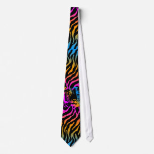 COREY TIGER NEW WAVE STRIPE TIGER FACE TIE