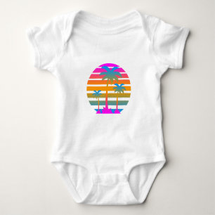 COREY TIGER RETRO SUNSET PALM TREES BABY BODYSUIT