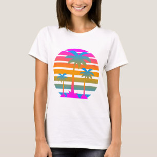 COREY TIGER RETRO SUNSET PALM TREES T-Shirt