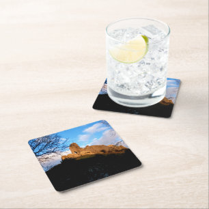 Corfe Castle Square Paper Coaster