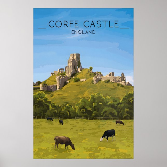 Corfe Castle Travel Poster (Front)