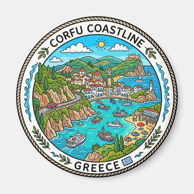 Corfu Coastline Greece Magnet (Front)