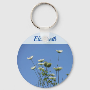 Corfu Cream Wildflowers Button Key Ring