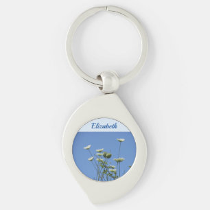 Corfu Cream Wildflowers Metal Key Ring
