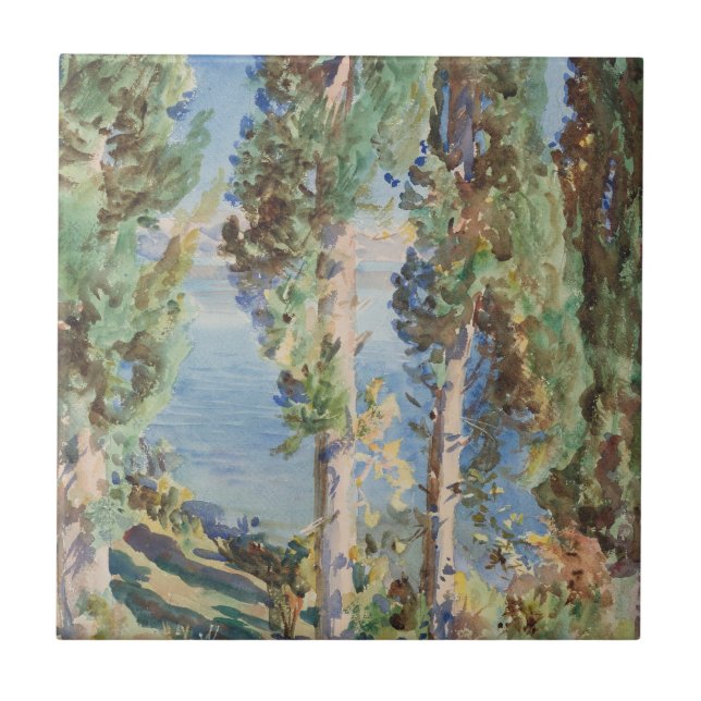 Corfu Cypresses by John Singer Sargent Ceramic Tile (Front)