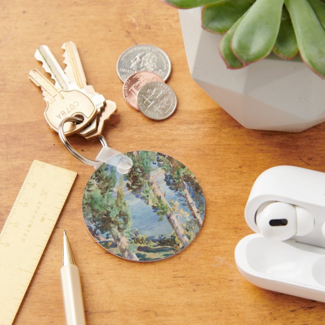 Corfu Cypresses by John Singer Sargent Key Ring (Desk)