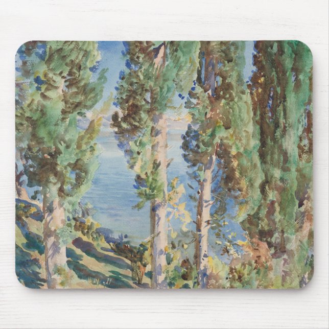 Corfu Cypresses by John Singer Sargent Mouse Pad (Front)