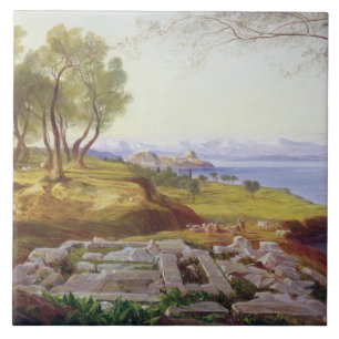 Corfu from Ascension, c.1856-64 (oil on canvas) Ceramic Tile