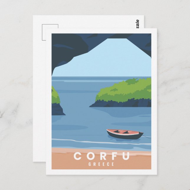 Corfu Greece Famous Travel Place Illustration Postcard (Front/Back)