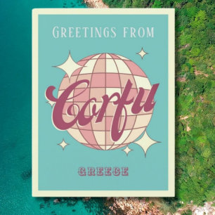 Corfu Greece Retro Vintage Party Postcard