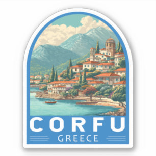 Corfu Greece Travel Art Emblem