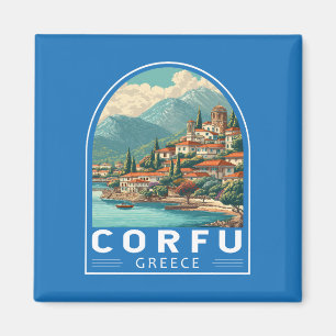 Corfu Greece Travel Art Emblem Magnet