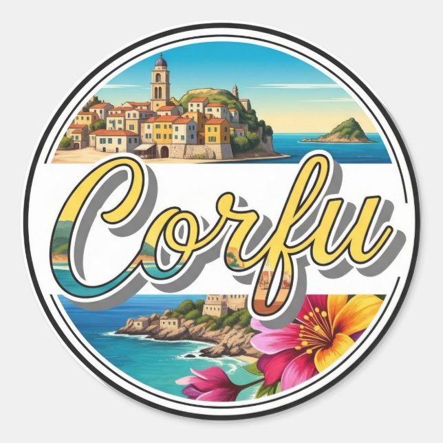 Corfu Greece Travel Classic Round Sticker (Front)