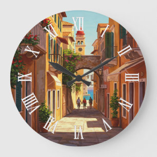 Corfu Greece Travel Large Clock