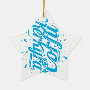 Corfu - Kerkyra typography design Ceramic Tree Decoration