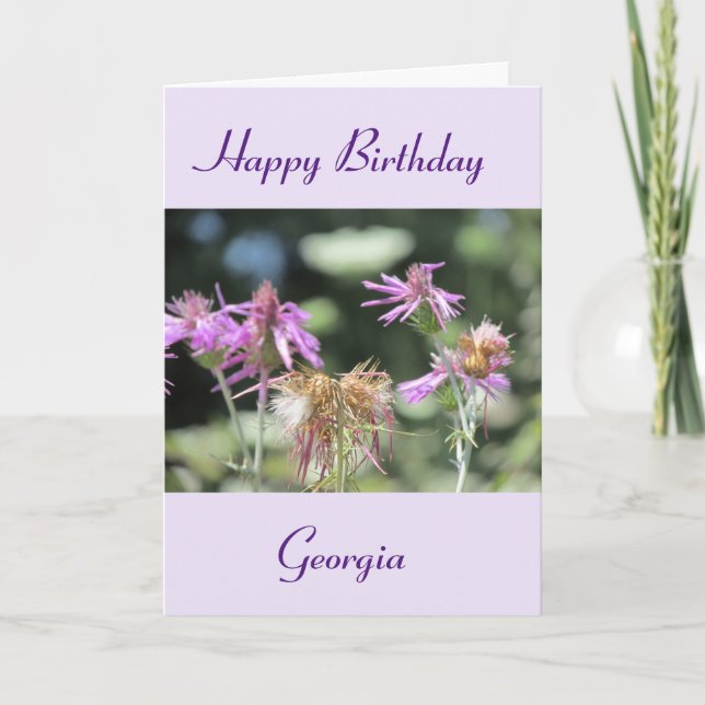 Corfu Lilac Wildflowers Birthday Card (Front)