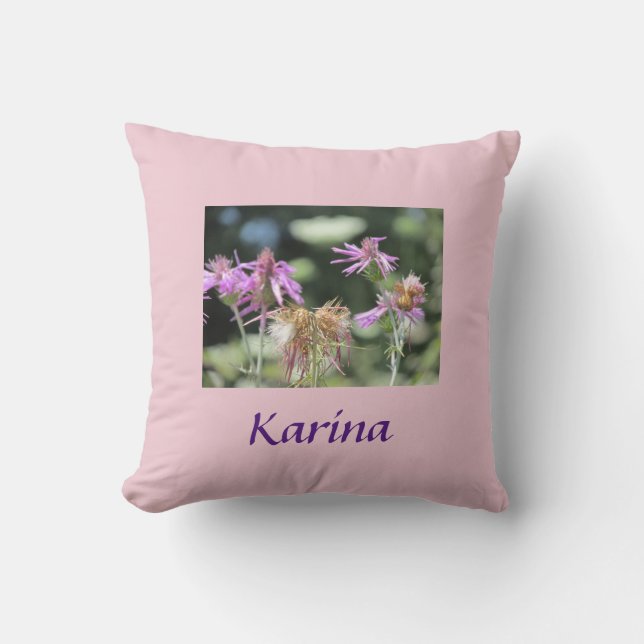 Corfu Lilac Wildflowers  Cushion (Front)