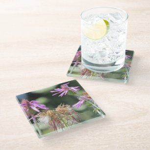 Corfu Lilac Wildflowers  Glass Coaster