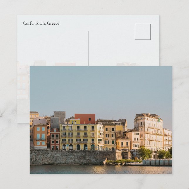 Corfu Old Town Venetian Wall sunset, Greece Postcard (Front/Back)